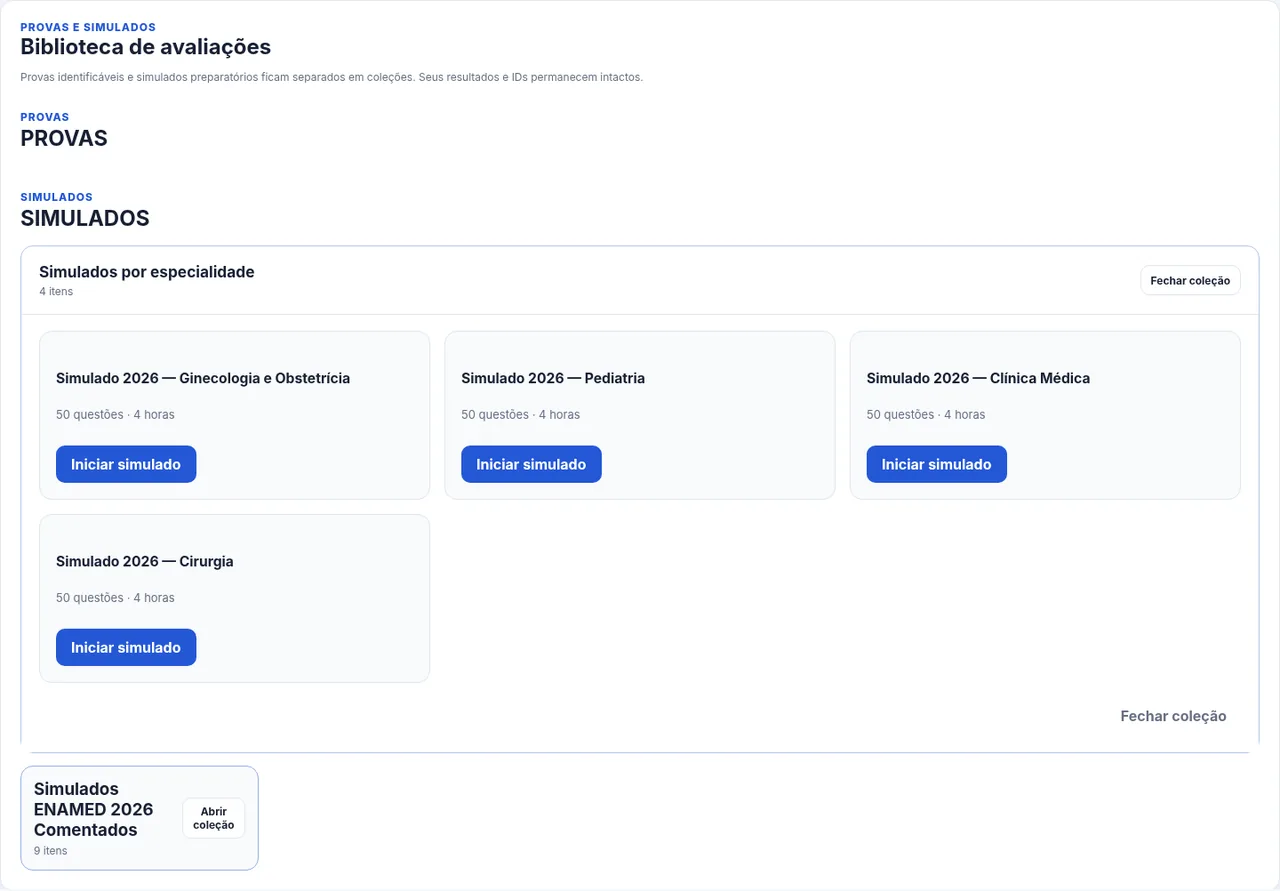 Interface real do AliBank mostrando a área de Simulados